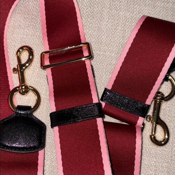 Marc Jacobs Webbing Bag Strap Pink/Burgundy - Picture 4 of 4